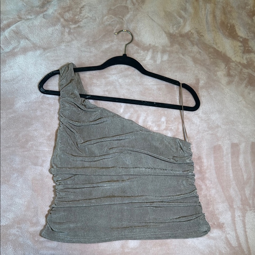 Elegant One-Shoulder Gray Dress